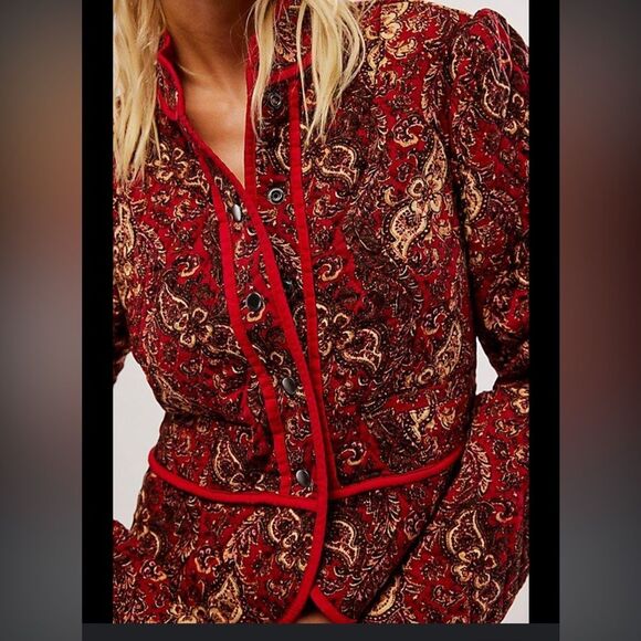 NWOT free people zoey jacket red - Picture 3 of 8